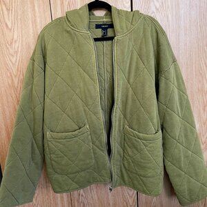 F21 Quilted olive green zip-up